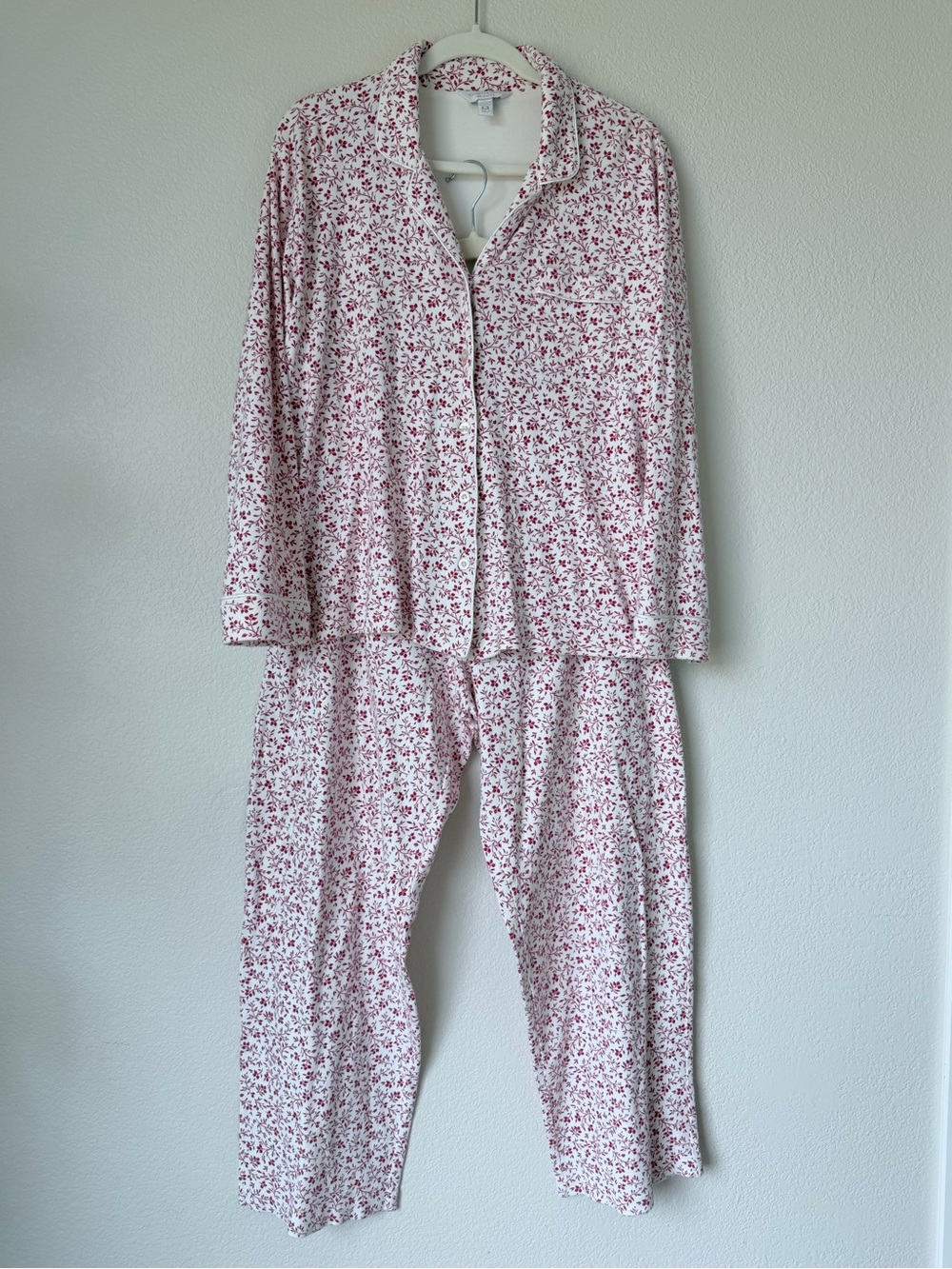 Charter Club 100% Cotton Floral Button Front Pajama Set Size L